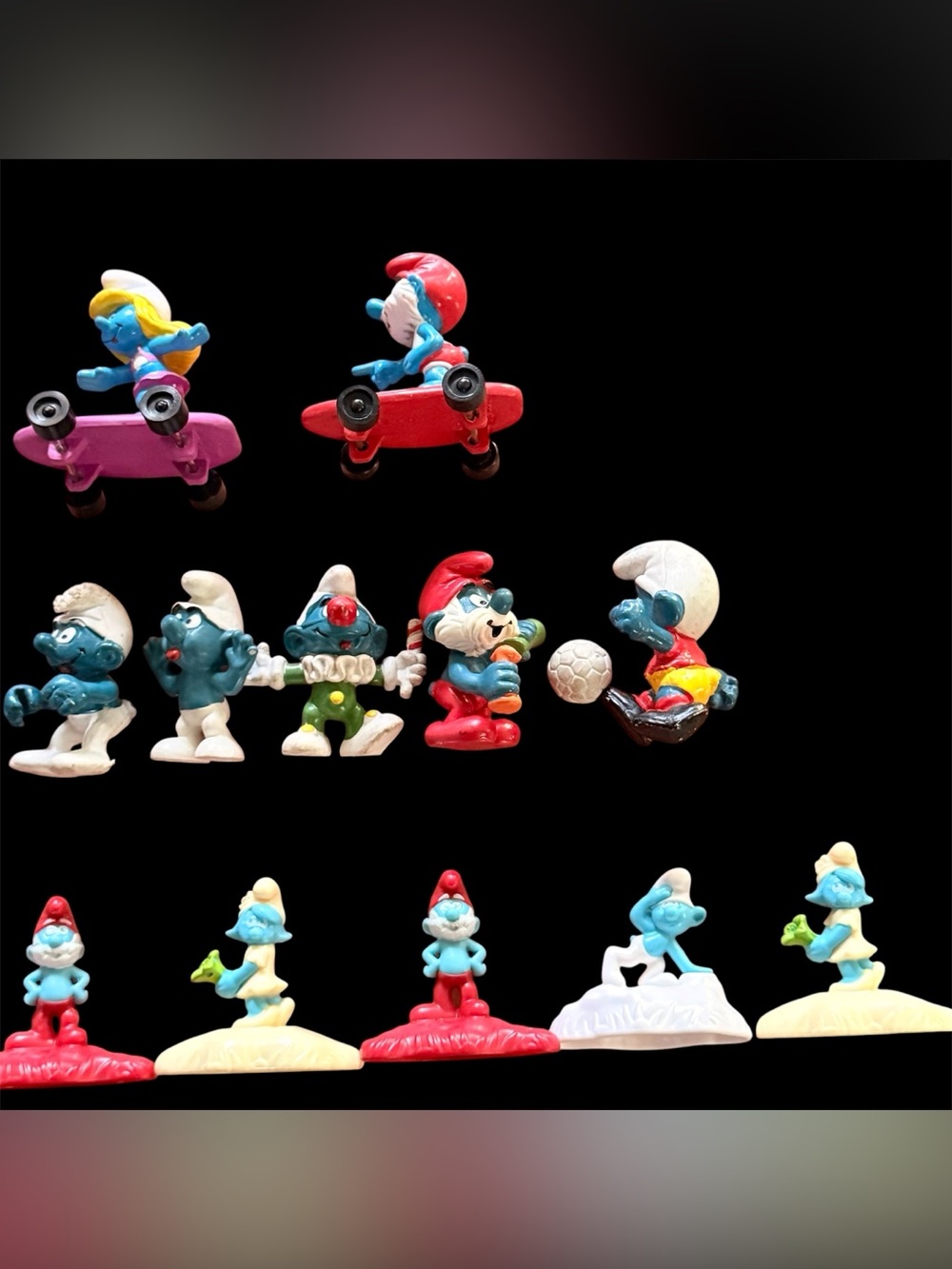 12 PIECE VINTAGE SMURF FIGURES (SOME NEWER)